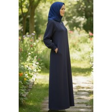 Minusa Design Aerobin Kumaş Tesettür Cepli Fermuarlı Ferace - Günlük Rahat Kesim Uzun Kap