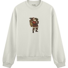 The Lucid Lab Vintage Santa Oversize Sweatshirt - Beyaz