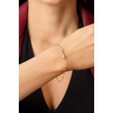 Fiyonk Kuyumculuk 14 Ayar Altın Su Damlası Detaylı Aynalı Zincir Bileklik