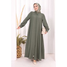 Bym Fashion Hac Umre Elbise Boydan Düğmeli 7053 Haki