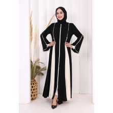 Bym Fashion Dubai Biyeli Fermuarlı Ferace 7050 Siyah