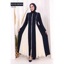 Bym Fashion Biyeli Fermuarlı Ferace 7050-1 Lacivert