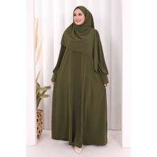 Bym Fashion Eşarplı Elbise 6059 Haki