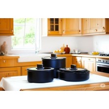 Velora Belariva-Easy Çıkarılabilir Saplı 8 Parça Tencere Seti Siyah