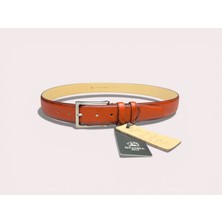 İstanbul Belt Hakiki Deri Erkek Kemer – Taba – 3.5 cm – Doğal Damarlı Dokulu Klasik Model