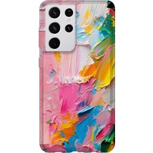 Lelia Samsung Galaxy S21 Ultra Uyumlu Baskılı Şeffaf Telefon Kılıfı | Koleksiyon: Pastelbloom Soft Series