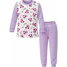 Remsa Kız Çocuk Pamuklu Desenli Pijama Takımı 6068-11 Mor