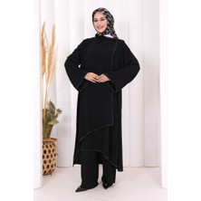 Bym Fashion Biyeli Uzun Tunik Pantolon Takım 8005 Siyah