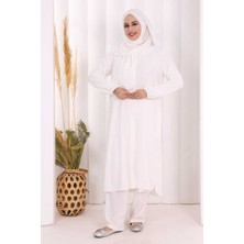 Bym Fashion Hac Umre Tunik Pantolon Takım 8006 Ekru