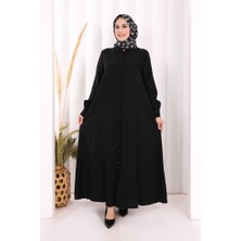 Bym Fashion Hac Umre Elbise Boydan Düğmeli 7053 Siyah
