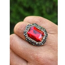 Stoneage RF03772 Kristal Kırmızı Taşlı El Yapımı Ayarlanabilir Kadın Yüzük