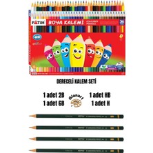 Glanart Dereceli Resim Kalemi Seti(2b,6b,h,hb) + 36 Renk Kuru Boya Seti