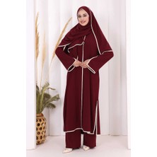 Bym Fashion Hac Umre Biyeli Pantolonlu Tunik Takım Şal Hediye 8001 Mürdüm