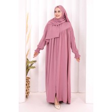 Bym Fashion Biritli Ferace Şal Hediye ! 7056 Pudra