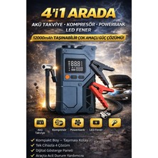 Kılıforyum 4’ü 1 Arada Akü Takviye Kompresör 12000MAH Powerbank  Dijital Ekran Taşınabilir