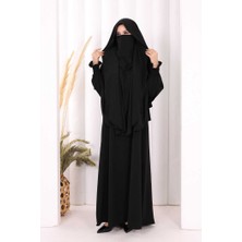 Bym Fashion Peçeli Cilbab Model Elbise 6063 Siyah