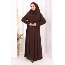 Bym Fashion Eşarplı Elbise 6059 Kahverengi