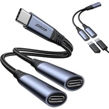 Velora Joyroom SY-C03 Audio-Transfer Serisi 2'si 1 Arada Ses Adaptörü, Siyah