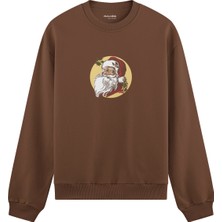 The Lucid Lab Vintage Santa Portrait Oversize Sweatshirt - Kahverengi