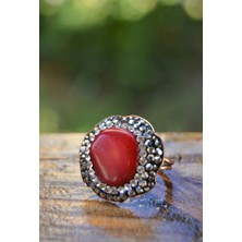 Stoneage F02619 Mercan Doğal Taslı El Yapımı Yüzük