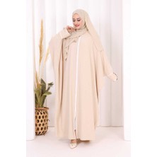 Bym Fashion Fermuarlı Yarasakol Ferace 6002 Taş