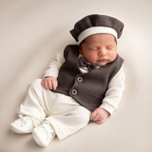 Leylek 0-3 Ay Erkek Bebek 4'lü Lüks Mevlüt Seti - Üst, Alt, Şapka ve Patik