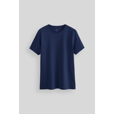 Tommy Life İndigo Erkek Basic Kısa Kol Standart Kalıp O Yaka T-shirt - 87911
