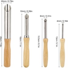 Velora Renovon Ahşap ve Ahşap Saplı 9 Adet Seramik ve Doğal Kil Hamuru Delik Açma Oyma Şekil Verme El Alet Seti Heykeltrajlar Için Kil Hamuru Şekillendirme El Aleti Seti (Kırmızı Kil)