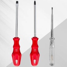 Velora 3’lü Tornavida Kontrol Kalemi Seti, 20 cm, Düz, Yıldız Uçlu Ergonomik Tutma Kolu, Dayanıklı El Aleti Takımı