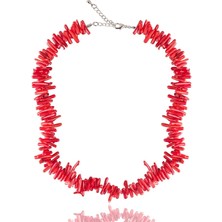 Stoneage Ince Mercan Doğal Taşlı Kolye