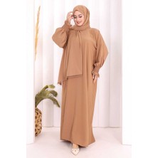 Bym Fashion Kendinden Şallı Namaz  Elbisesi 8007 Taba