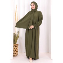 Bym Fashion Kendinden Şallı Namaz  Elbisesi 8007 Haki