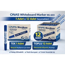 Bezos Onas Whiteboard Marker NS-603 Mavi Tahta Kalemi 3 mm Yuvarlak Uç