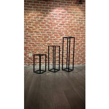 3’lü Siyah Metal Dekoratif Çiçeklik Seti ( Saksılık )