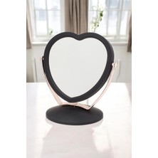 Velora Süet Pvc Serisi 3x Büyüteçli Çift Taraflı Ayarlanabilir Eğimli Masa Üstü Makyaj Aynası 19X12 cm Kalp Desenli