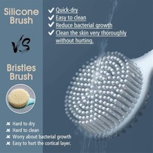 Velora Silikon Vücut Fırçası, Uzun Saplı Banyo Duş Fırçası, Bpa Içermeyen Çift Taraflı Sırt Fırçası, Cilt Peeling ve Masaj Için Duş Fırçası