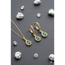 Ada Life Gümüş (Premıum Işıklı Kutulu) 925 Ayar Gümüş Damla Model Zirkon Taşlı Kadın 2 Li Set Kolye Küpe