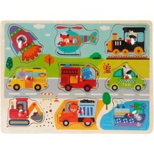 Velora Tahta Raptiyeli Bultak Puzzle Kara/hava/deniz Aracı 9 Parça