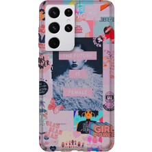 Lelia Samsung Galaxy S21 Ultra Uyumlu Baskılı Şeffaf Telefon Kılıfı | Koleksiyon: Queenmode Femme