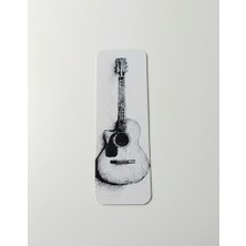 Gitar Tasarımlı Kabartmalı Kitap Ayracı - Siyah Beyaz 15 cm