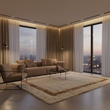 Decomarie Beyaz Toscana Kürk Salon Halısı – Klasik ve Lüks Tasarım