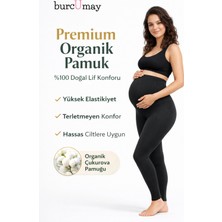 Burcumay Pamuklu Yüksek Bel Göbek Destekli ve Siyah Esnek Penye Hamile Taytı