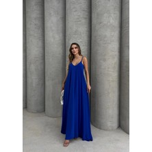 Zengezur Mall Matrixzn Aerobin Uzun Elbise Saks Mavisi Pt (Beden: M)