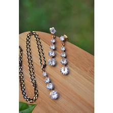 Stoneage RF03404 Dört Taş Zarif Zirkon Kadın Küpe ve Kolye Set
