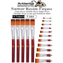 Artlantis Yassı Uçlu 14 Numara Resim Fırçası 5 Li 1 Paket Samur Kesik Uçlu Fırça Seti Guaj Sulu Akrilik Yağlı Boya Fırçaları