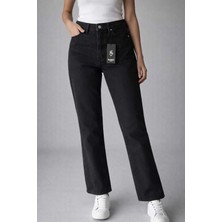 İnce Moda Giyim Yüksek Bel Siyah Straight Fit Kadın Jean Pantolon