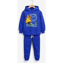 Saks Ayıcık Baskılı Kapüşonlu Erkek Çocuk Eşofman Takımı