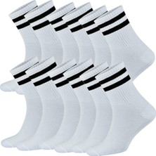 Unisex Çizgili Kolej Tenis Çorabı - %80 Pamuklu, Nefes Alabilir ve Terletmez 12\'li