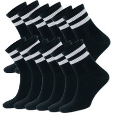 Unisex Çizgili Kolej Tenis Çorabı - %80 Pamuklu, Nefes Alabilir ve Terletmez 12\'li