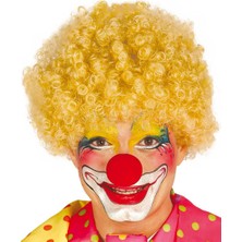 Subutu Sarı Renk Kıvırcık Afro Bonus Peruk Takma ve Kırmızı B Seti